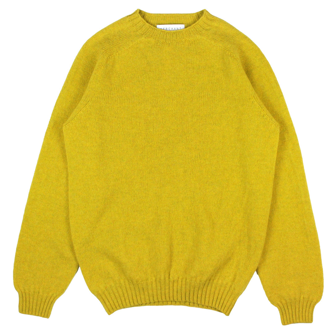 Merchant Menswear Supersoft Lambswool Crew Neck Citrine - Merchant Menswear