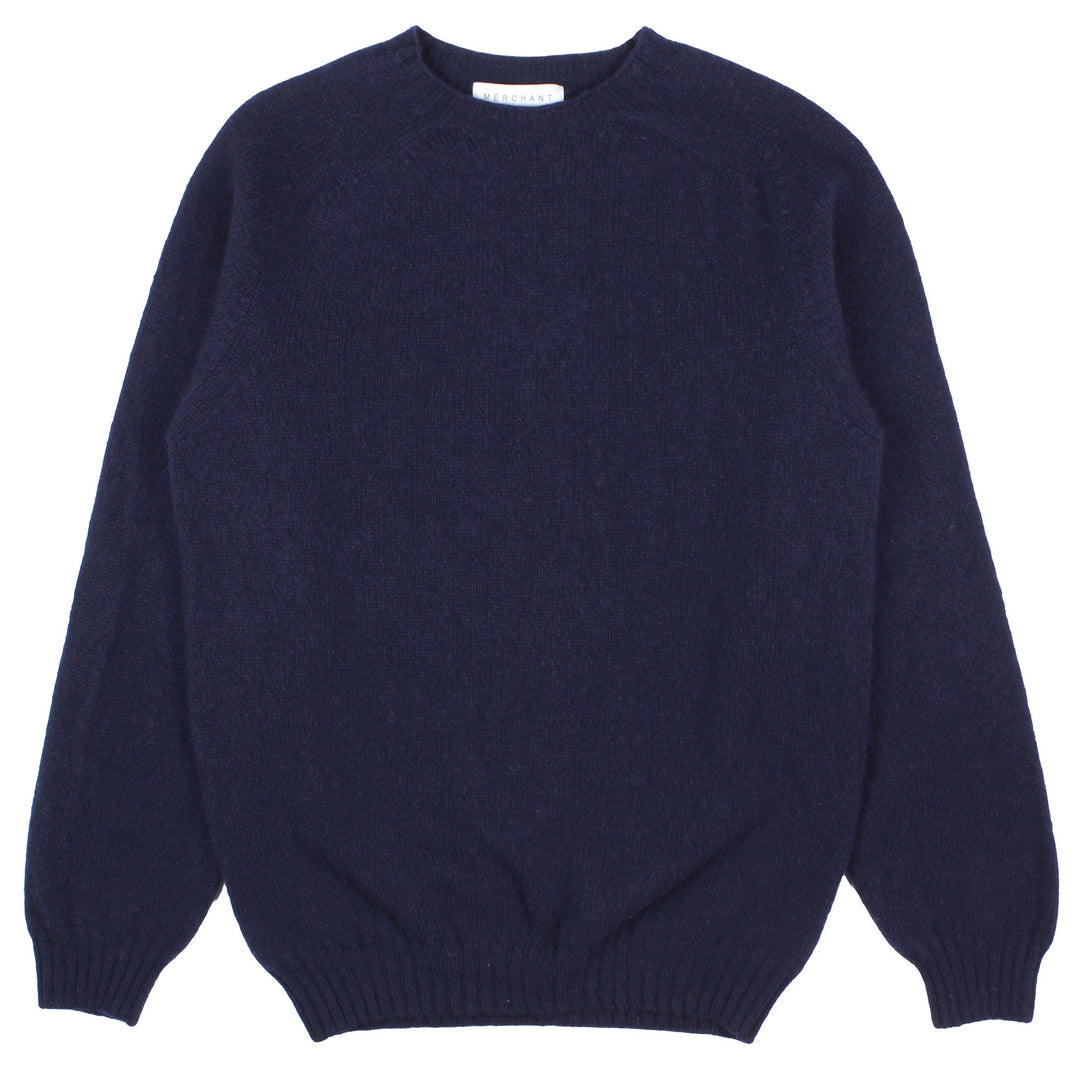 Merchant Menswear Supersoft Lambswool Crew Neck Navy - Merchant Menswear