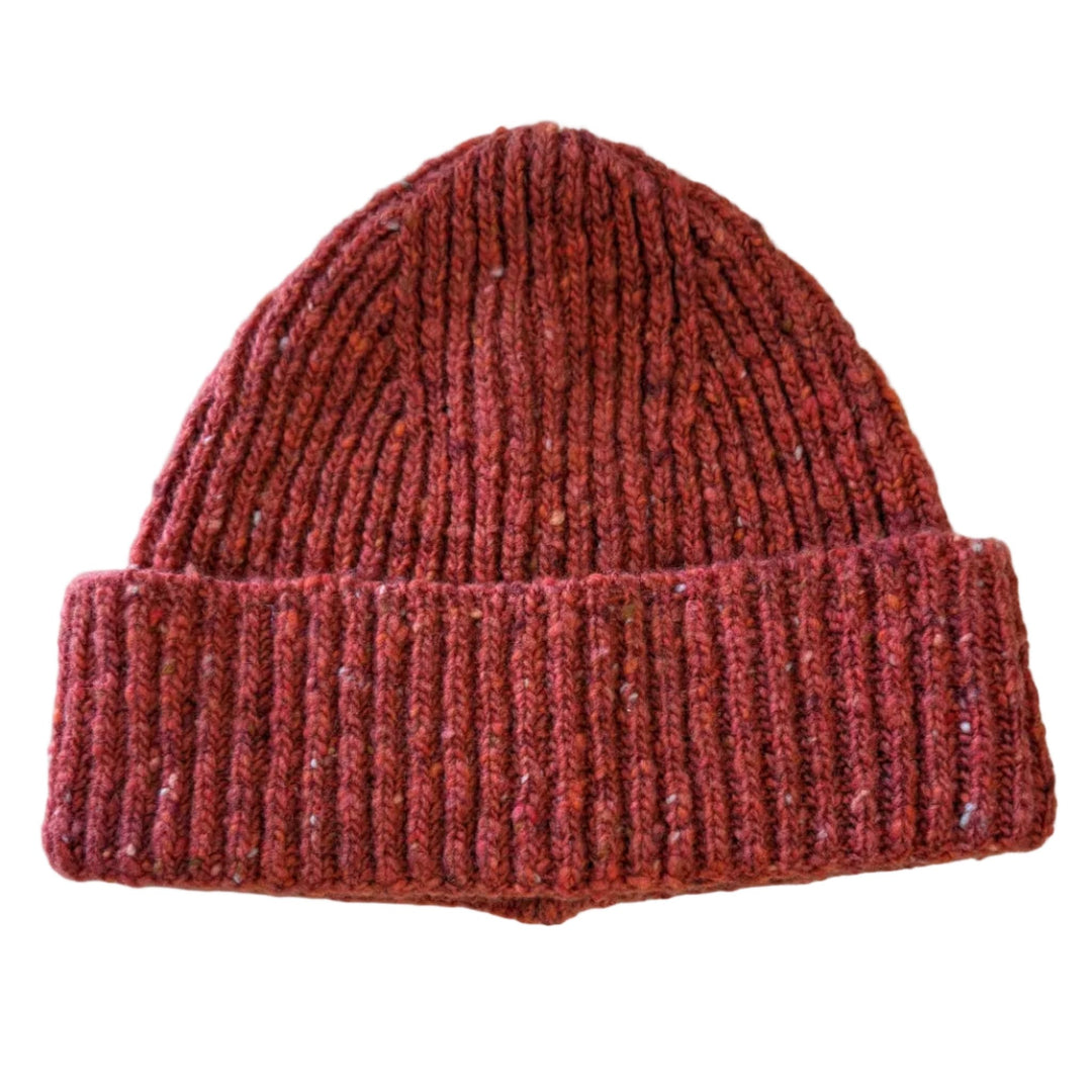 Merchant Menswear Wool Donegal Ribbed Beanie Burnt Orange - Merchant Menswear