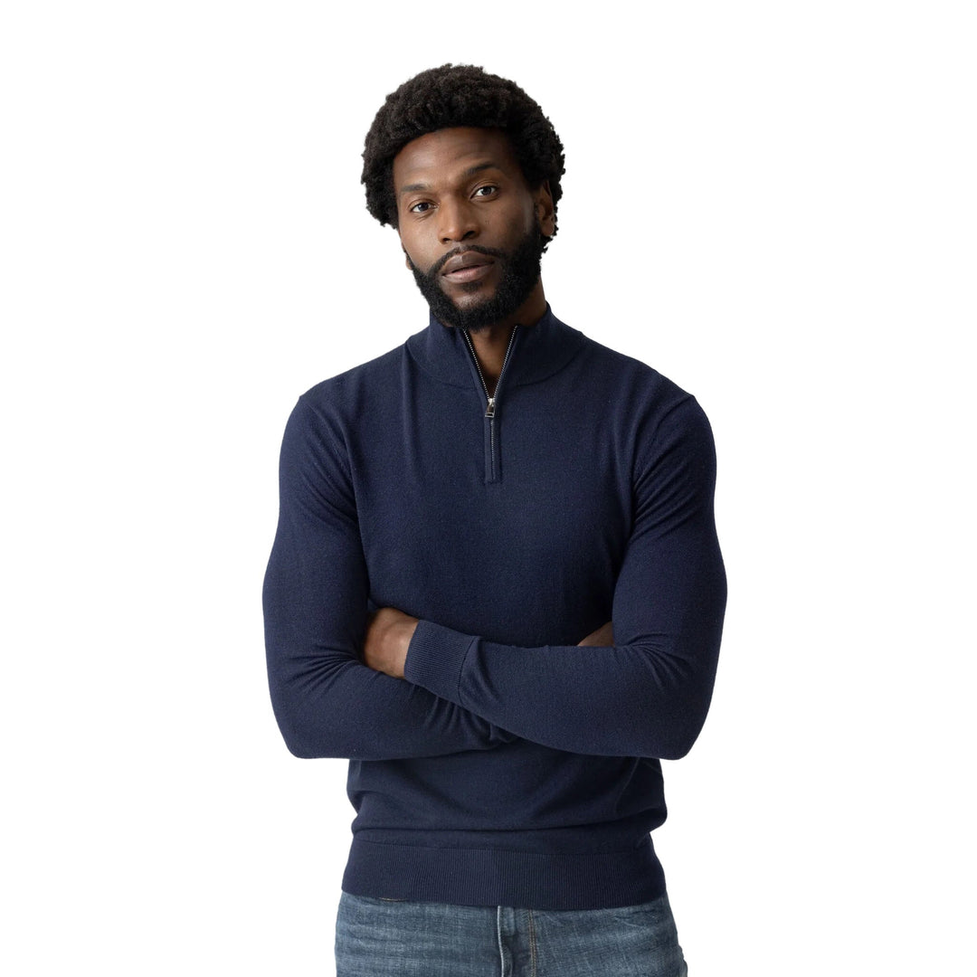 Mos Mosh Gallery Adam Soft Knit Turtle Neck Navy - Merchant Menswear