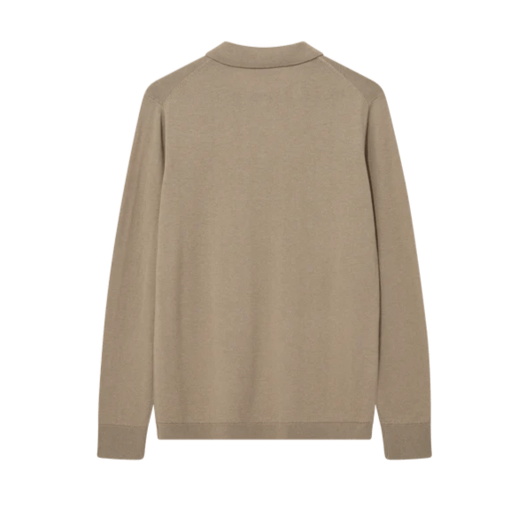 Mos Mosh Gallery Adam Soft L/S Polo Knit Aluminium - Merchant Menswear