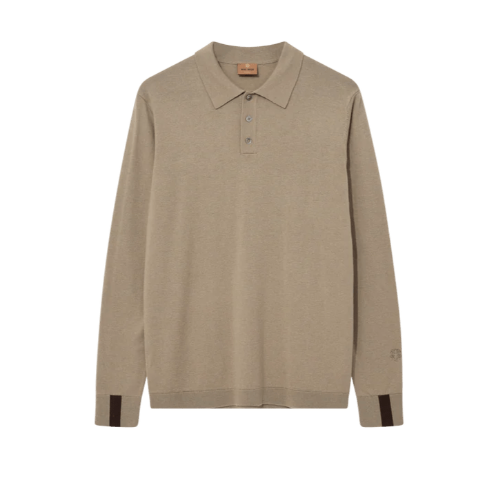 Mos Mosh Gallery Adam Soft L/S Polo Knit Aluminium - Merchant Menswear