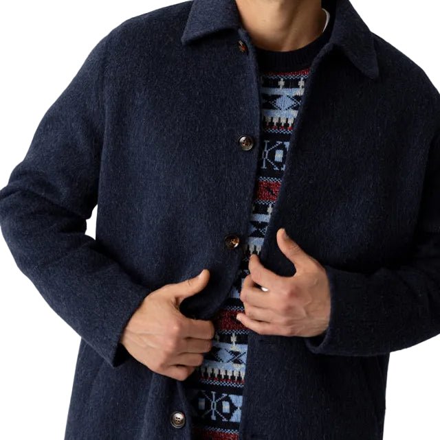 Mos Mosh Gallery Barkley Wool Coat Salute Navy - Merchant Menswear