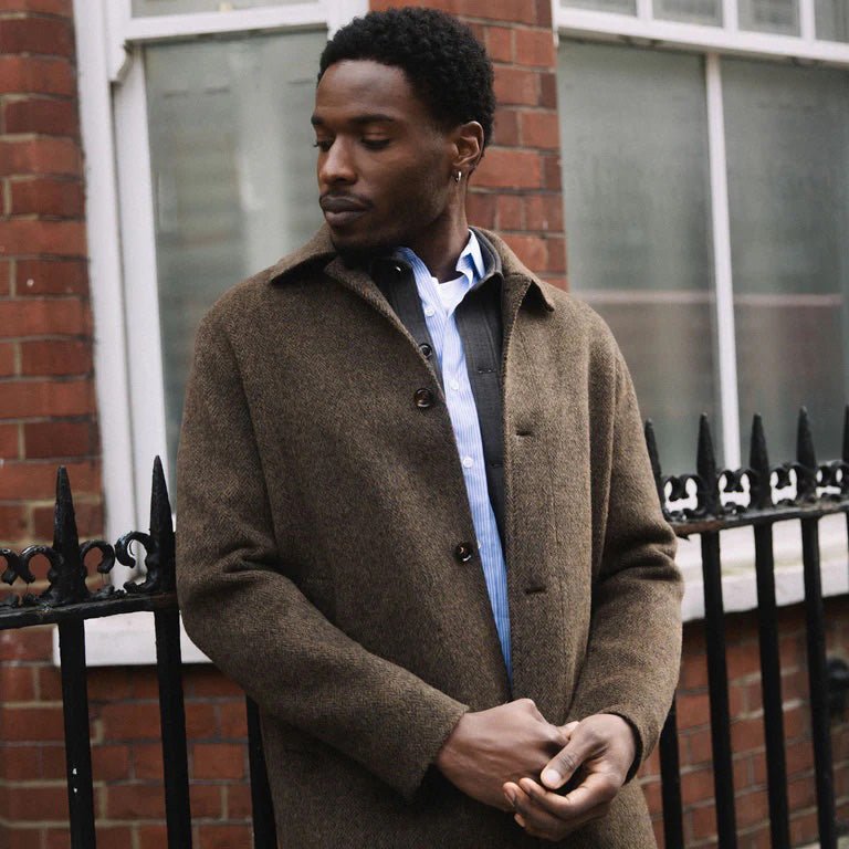 Mos Mosh Gallery Barkley Wool Coat Slate Black - Merchant Menswear
