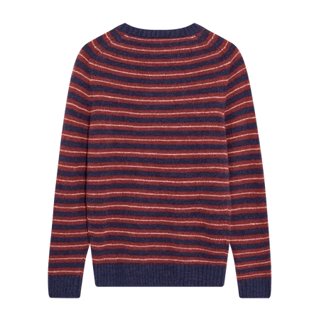 Mos Mosh Gallery Carlos Stripe Crew Knit Indigo Blue Melange - Merchant Menswear