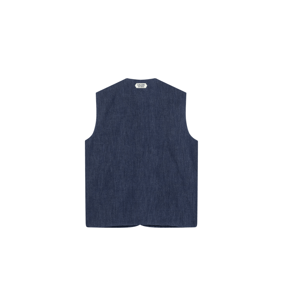 Mos Mosh Gallery Pisa Waistcoat Blue Chambray - Merchant Menswear