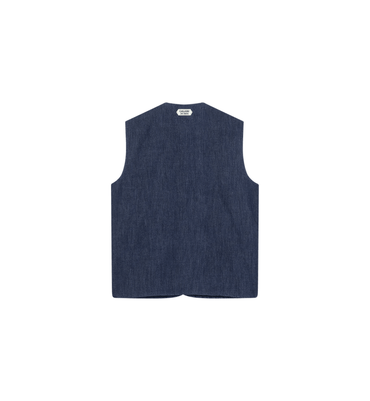 Mos Mosh Gallery Pisa Waistcoat Blue Chambray - Merchant Menswear