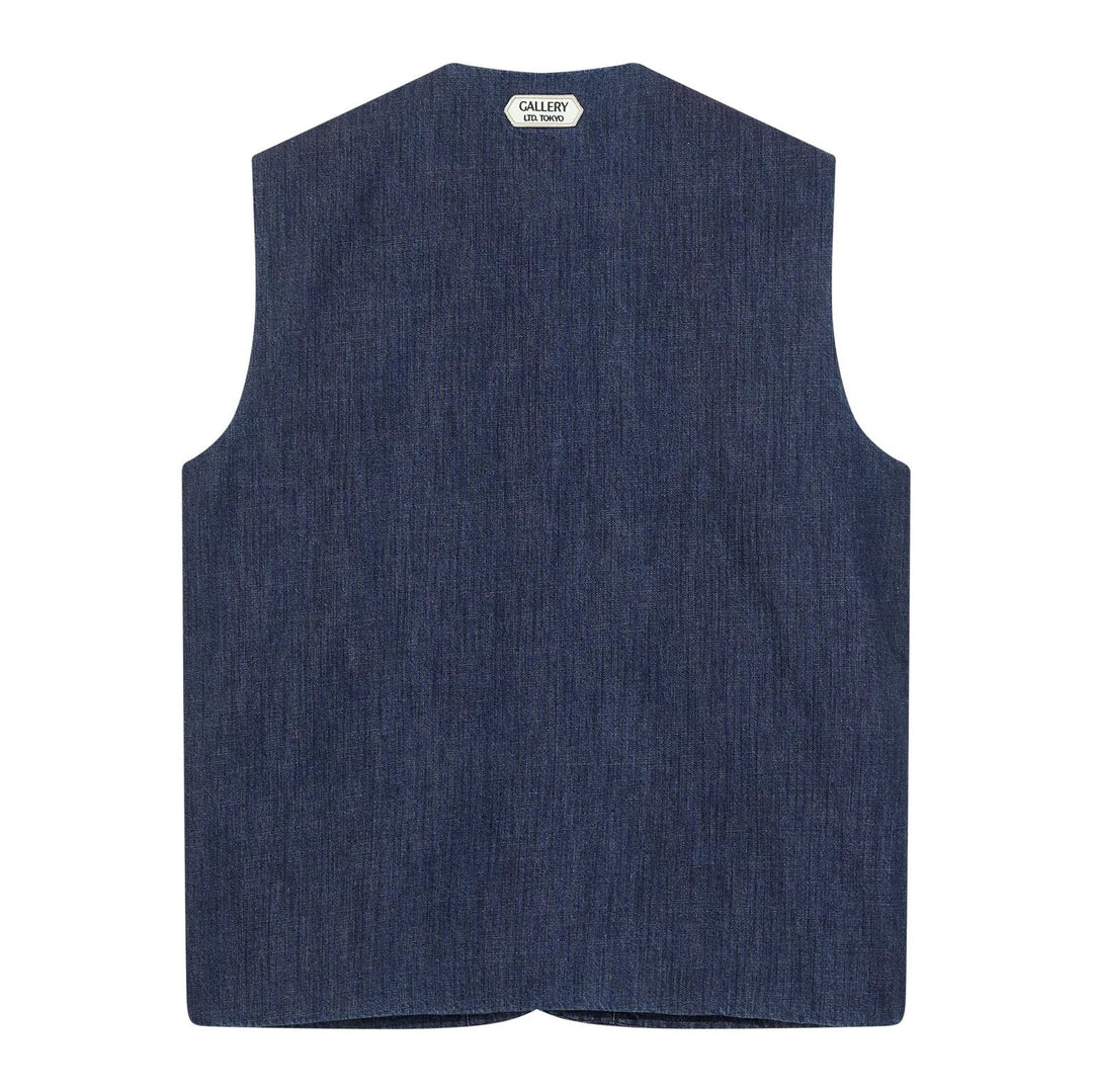 Mos Mosh Gallery Pisa Waistcoat Blue Chambray - Merchant Menswear