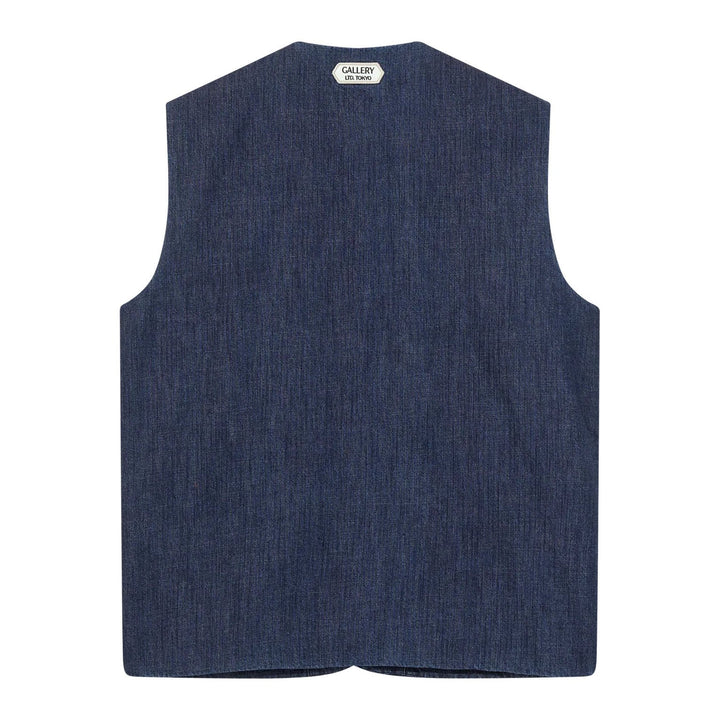 Mos Mosh Gallery Pisa Waistcoat Blue Chambray - Merchant Menswear
