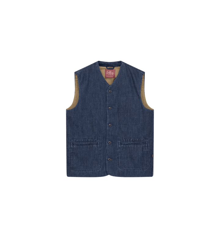 Mos Mosh Gallery Pisa Waistcoat Blue Chambray - Merchant Menswear