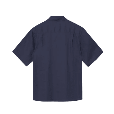 Mos Mosh Gallery Theo S/S Linen Shirt Navy - Merchant Menswear