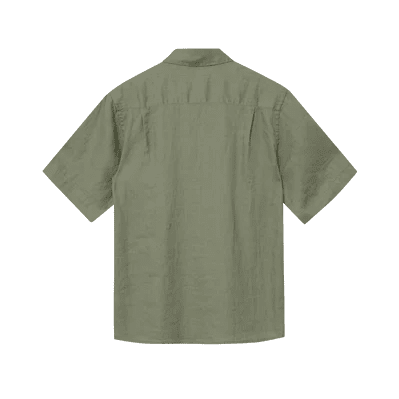 Mos Mosh Gallery Theo S/S Linen Shirt Watercress - Merchant Menswear