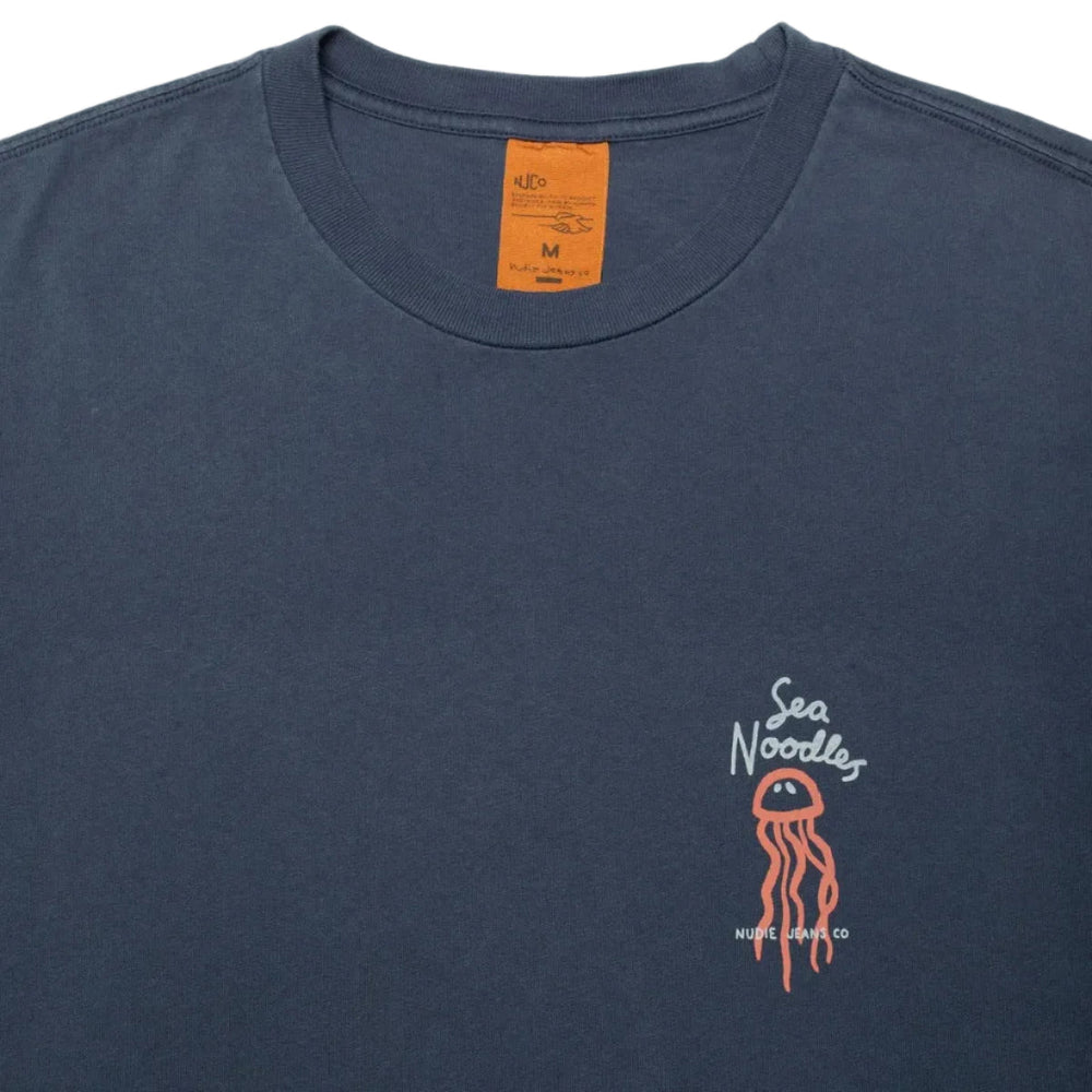 Nudie Jeans Roy Sea Noodles Tee Dark Blue - Merchant Menswear
