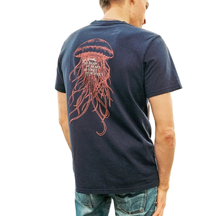 Nudie Jeans Roy Sea Noodles Tee Dark Blue - Merchant Menswear