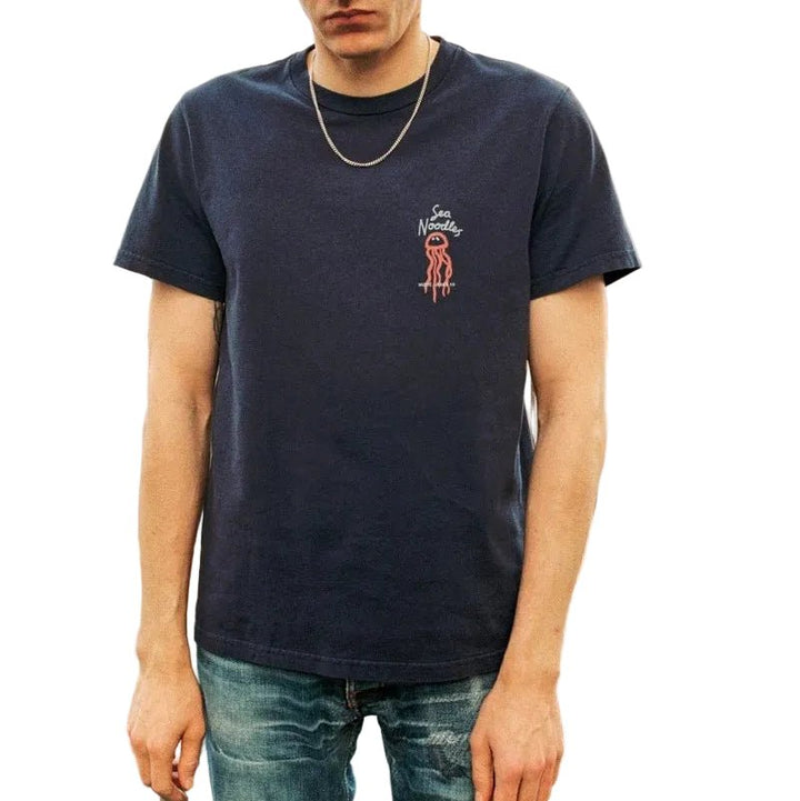 Nudie Jeans Roy Sea Noodles Tee Dark Blue - Merchant Menswear