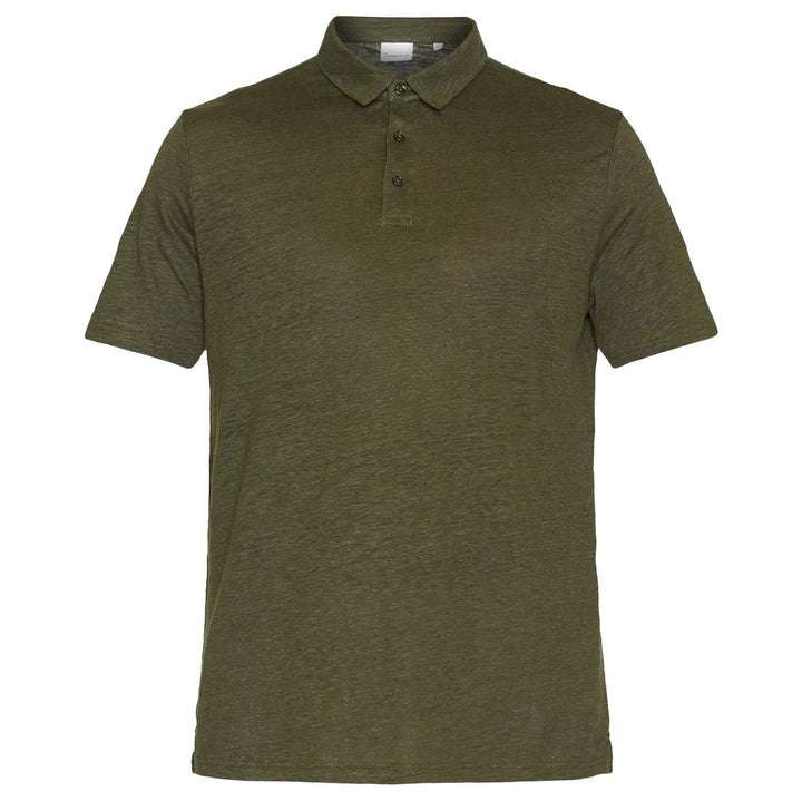 Organic Linen Polo Shirt Forest Night - Merchant Menswear