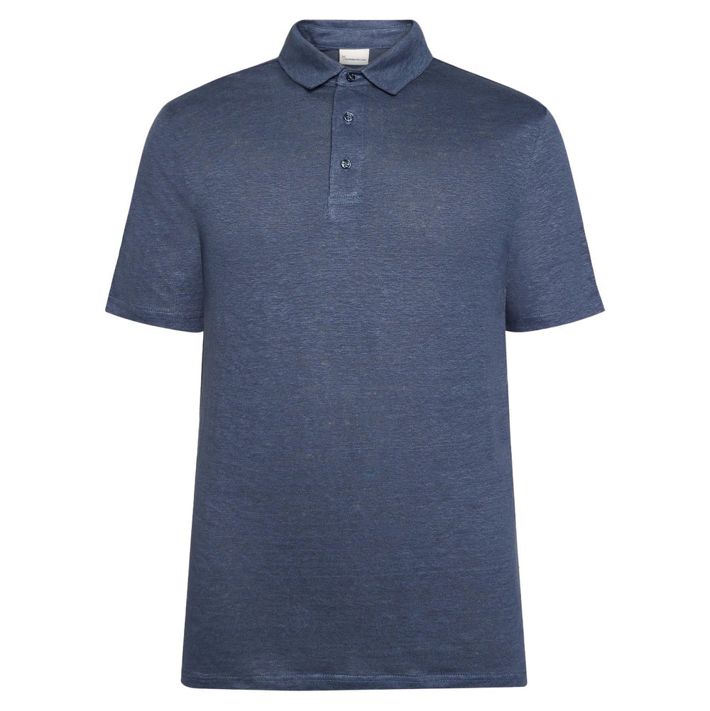 Organic Linen Polo Shirt Vintage Indigo - Merchant Menswear