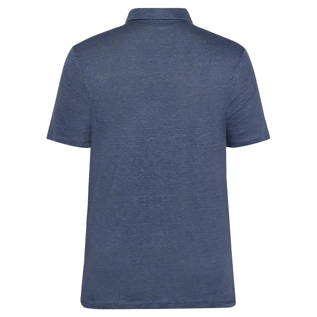 Organic Linen Polo Shirt Vintage Indigo - Merchant Menswear
