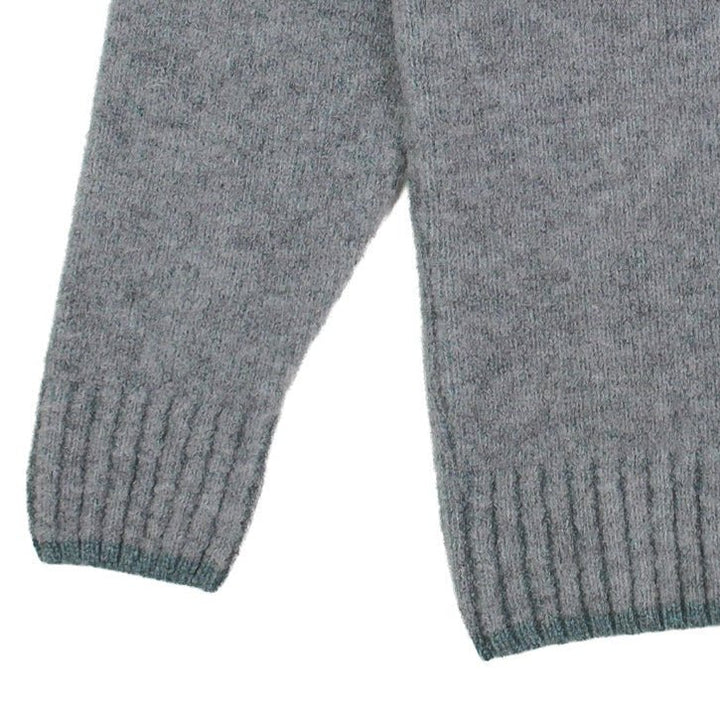 Origin Knitwear Piccadilly Crew Mid Grey / Caspian - Merchant Menswear