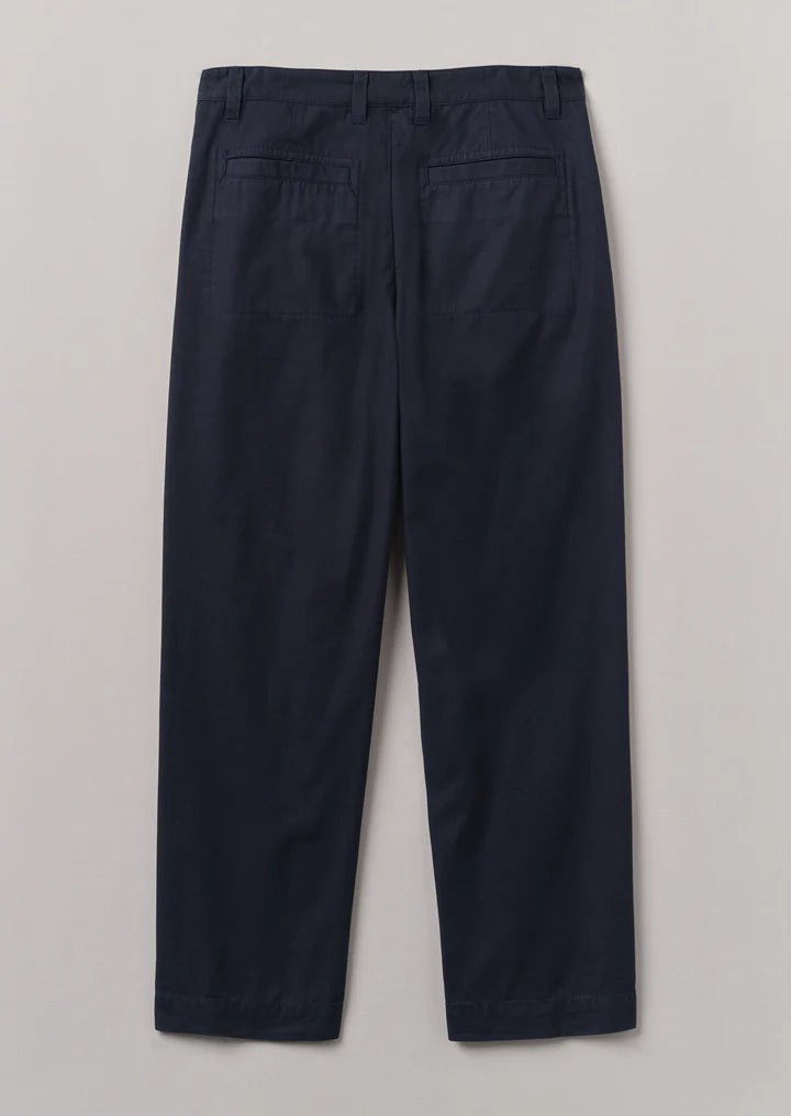 Otto Cotton Pleat Trousers Navy. - Merchant Menswear