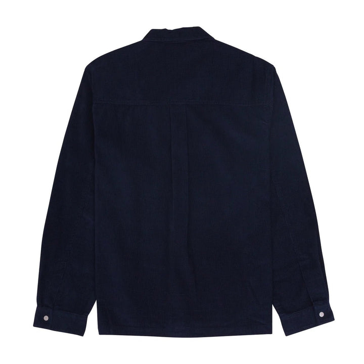 Patch Overshirt Microcheck Cord indigo blue - Merchant Menswear