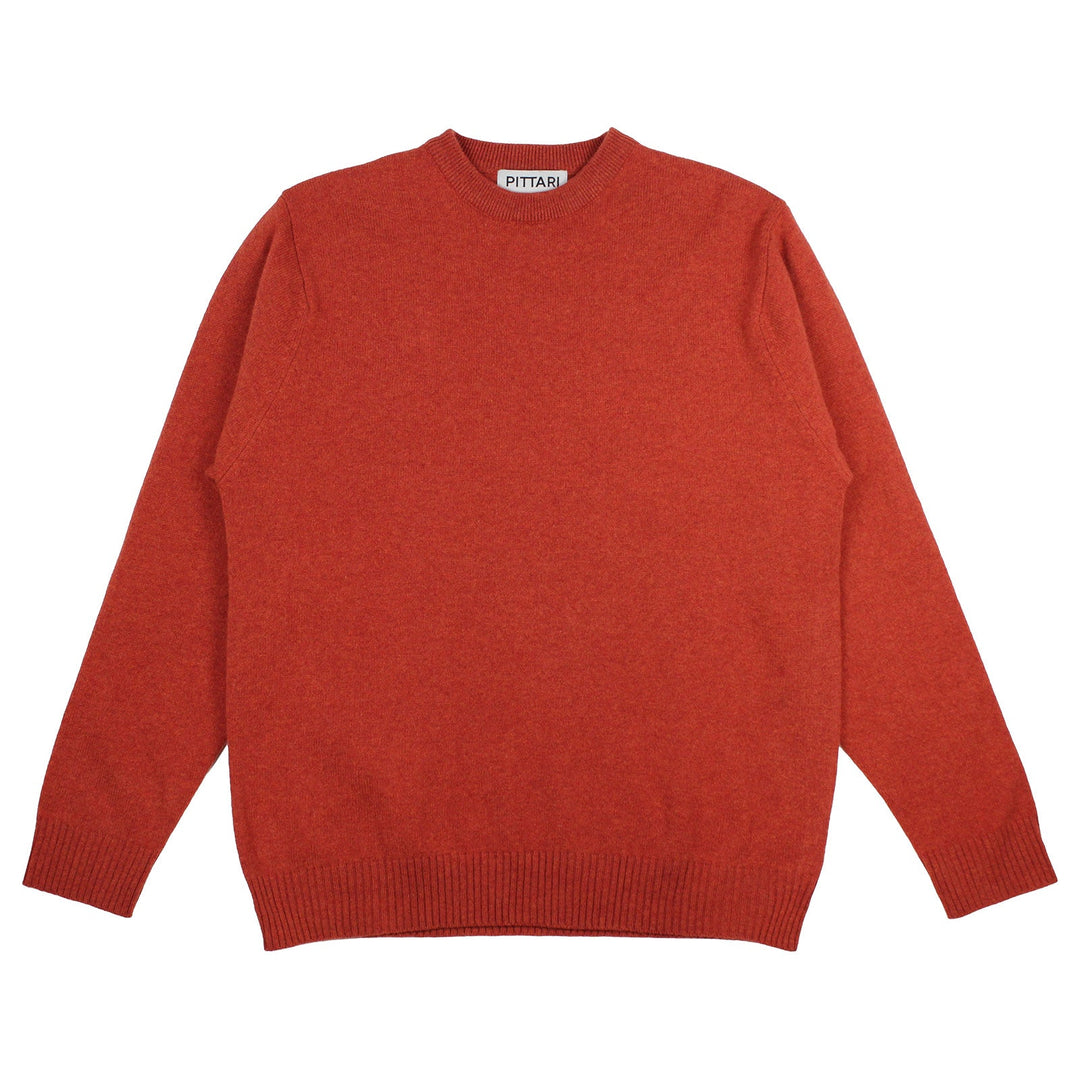 Pittari Knitwear Beacon Plain Lambswool Crew Ember - Merchant Menswear