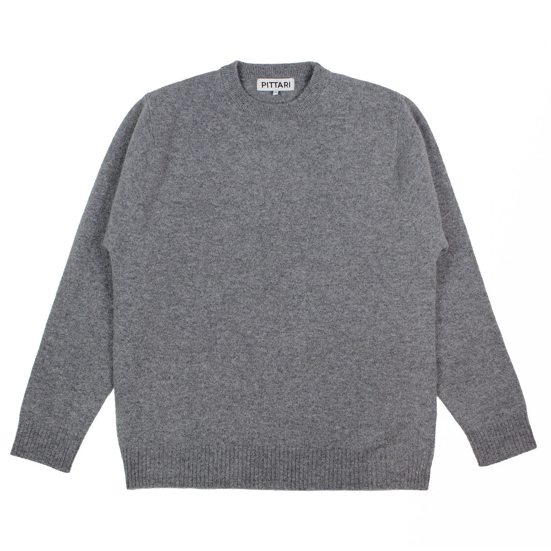 Pittari Knitwear Beacon Plain Lambswool Crew Grey Mix - Merchant Menswear