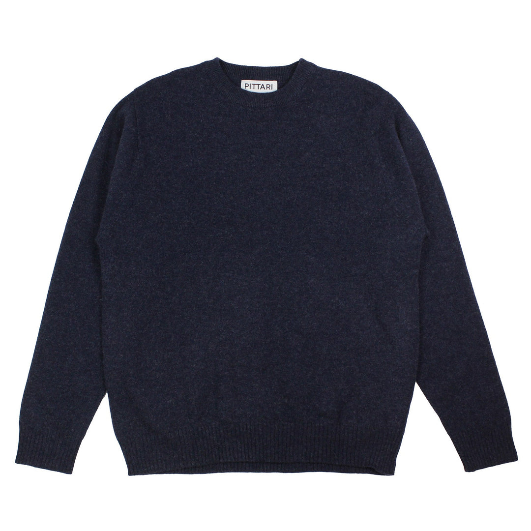 Pittari Knitwear Beacon Plain Lambswool Crew Indigo - Merchant Menswear