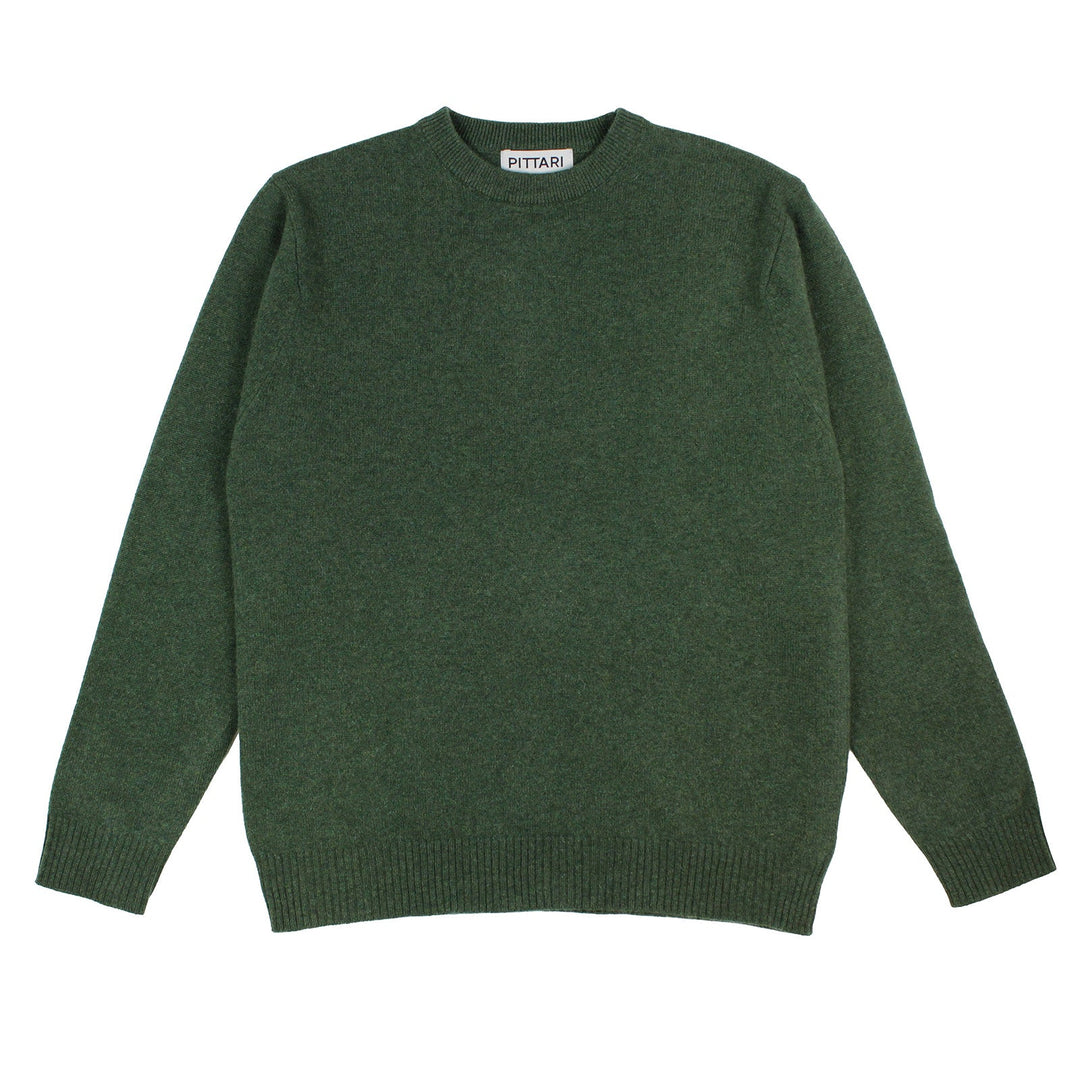 Pittari Knitwear Beacon Plain Lambswool Crew Rosemary - Merchant Menswear