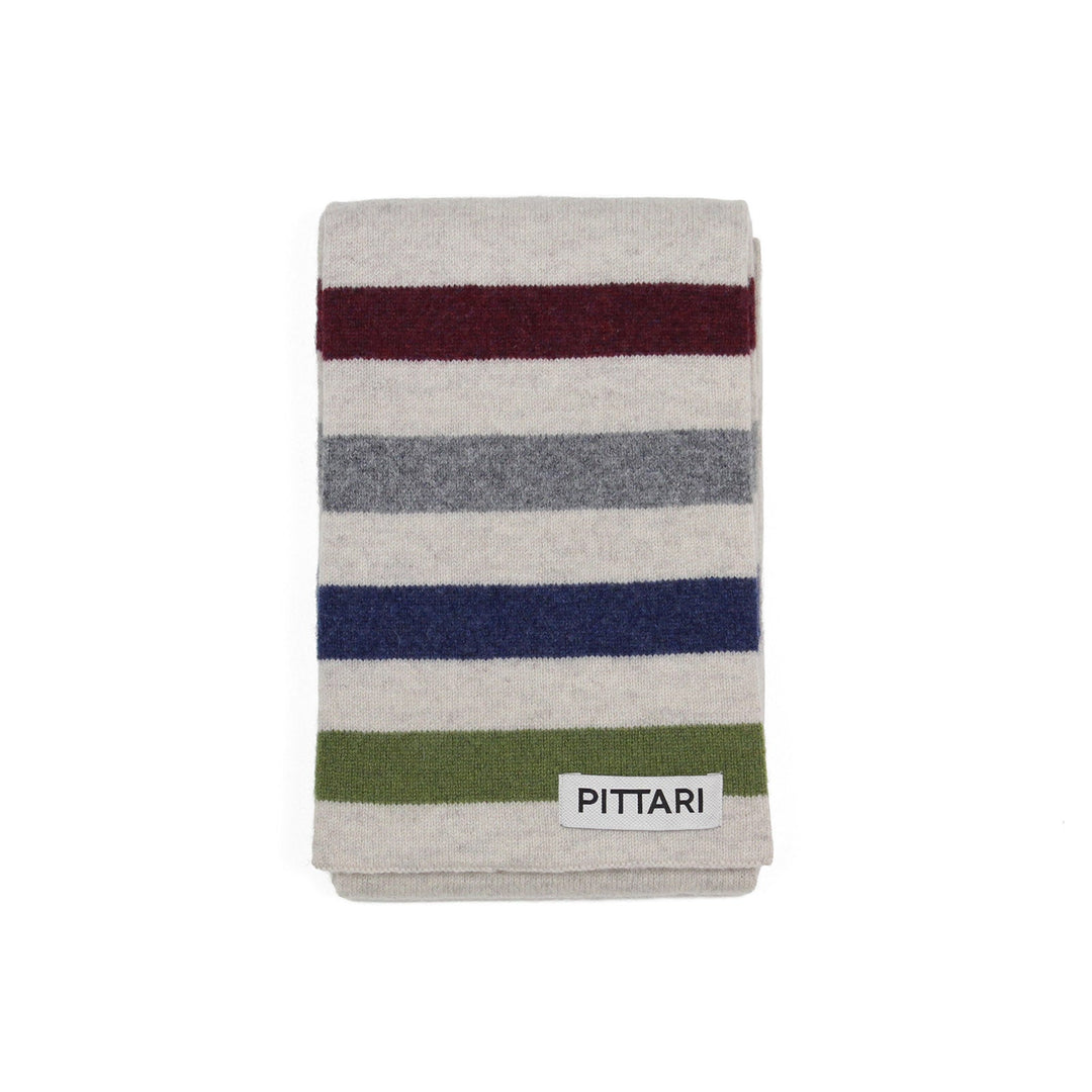 Pittari Knitwear Block Stripe Scarf Blues & Greens & Grey - Merchant Menswear