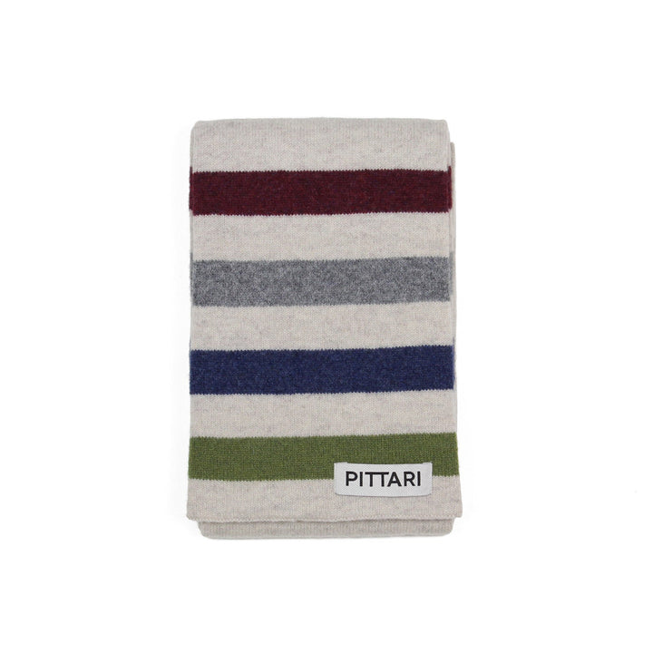 Pittari Knitwear Block Stripe Scarf Blues & Greens & Grey - Merchant Menswear