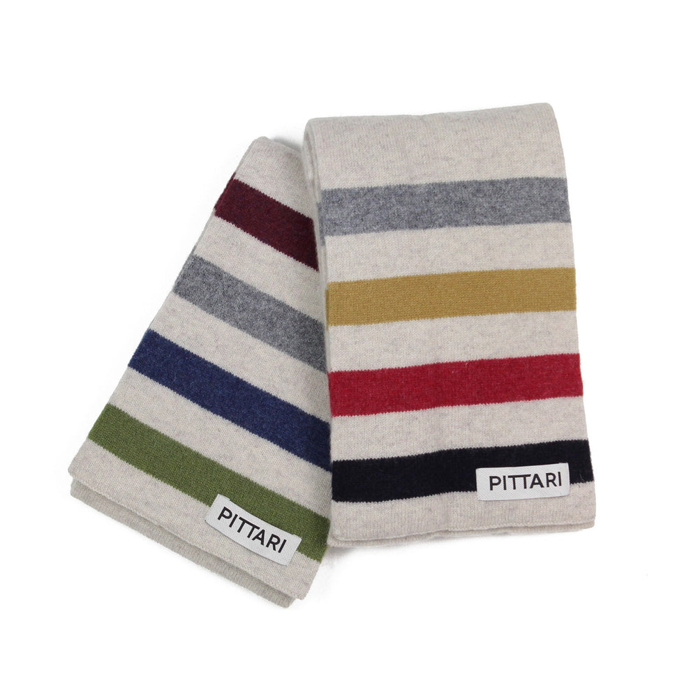 Pittari Knitwear Block Stripe Scarf Blues & Reds & Mustard - Merchant Menswear