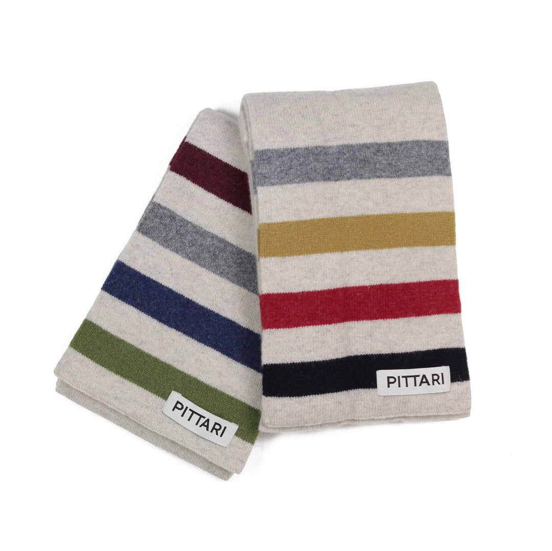 Pittari Knitwear Block Stripe Scarf Blues & Reds & Mustard - Merchant Menswear