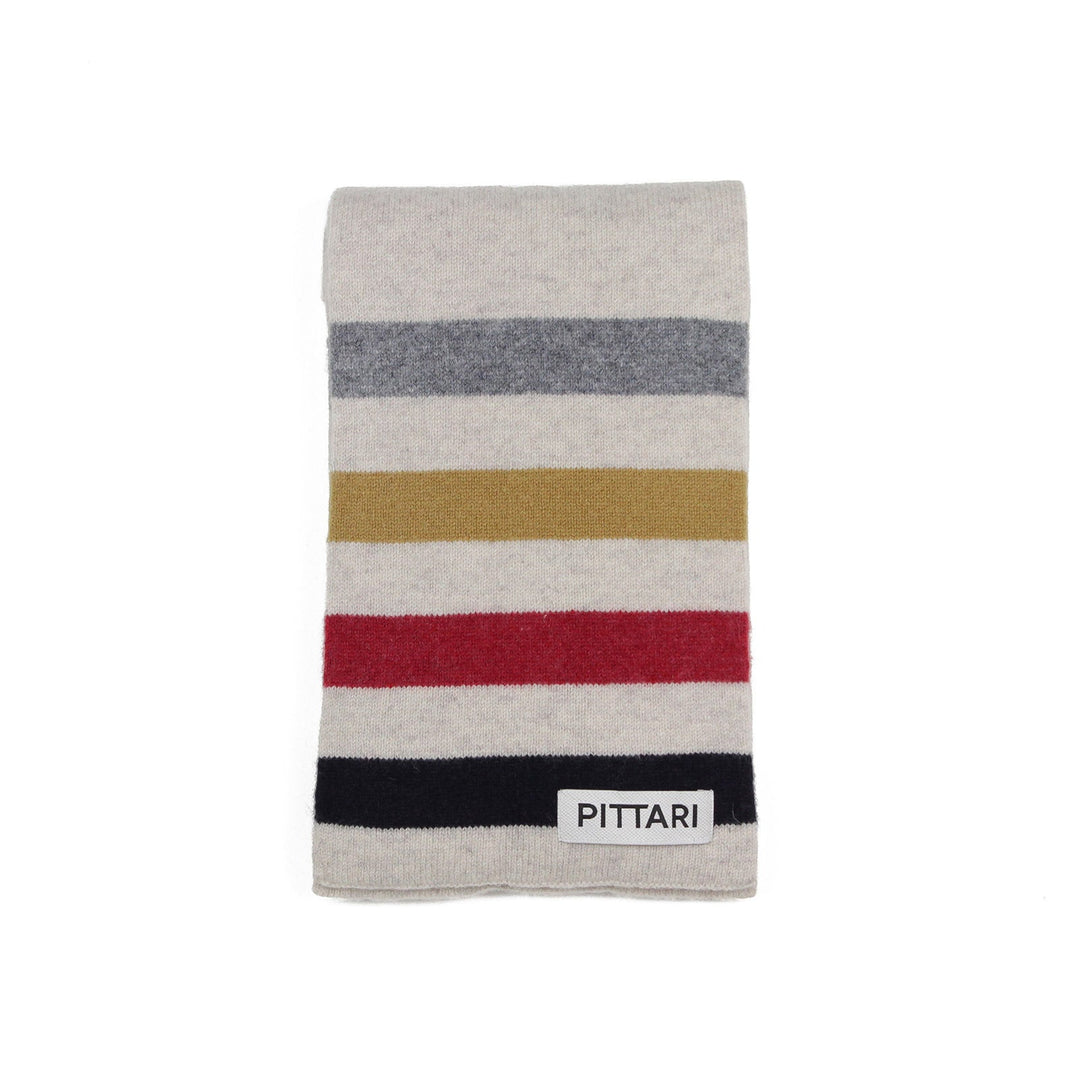 Pittari Knitwear Block Stripe Scarf Blues & Reds & Mustard - Merchant Menswear
