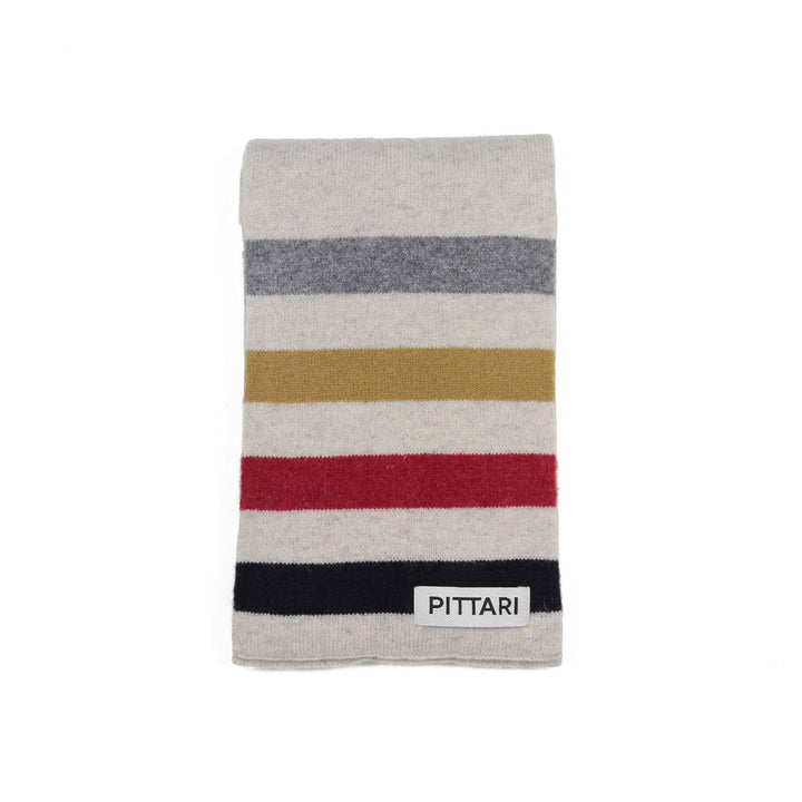 Pittari Knitwear Block Stripe Scarf Blues & Reds & Mustard - Merchant Menswear