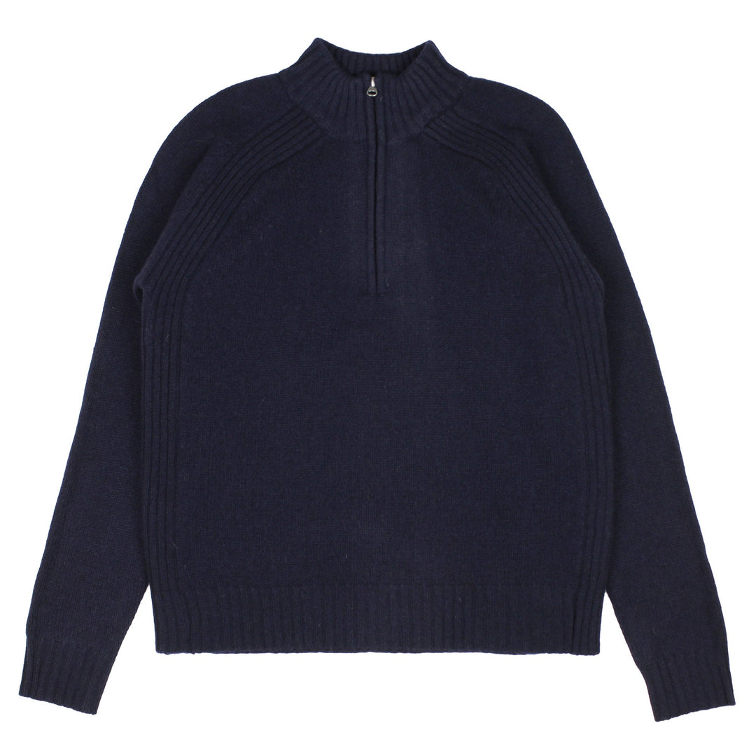 Pittari Knitwear Jed Quarter Zip Navy - Merchant Menswear