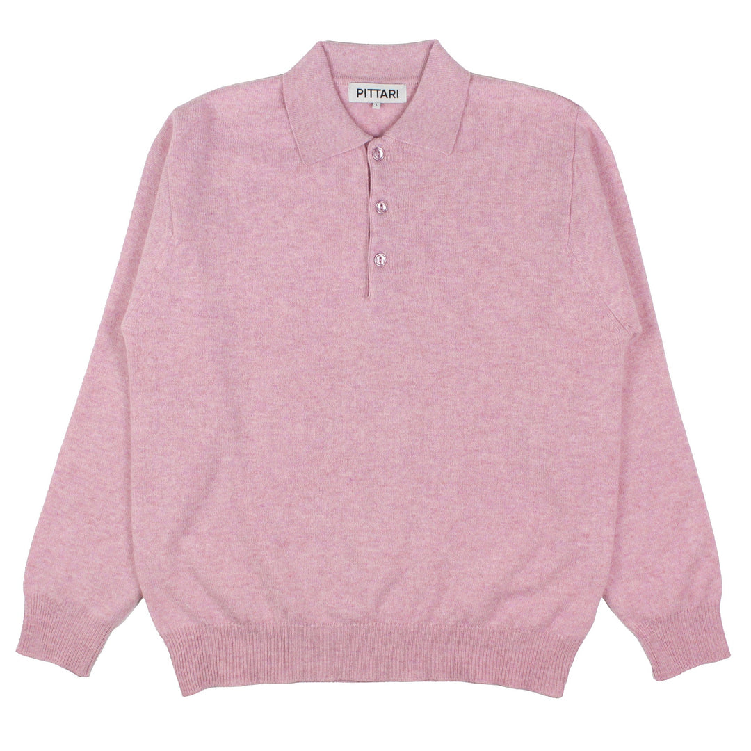 Pittari Knitwear L/S Merino Polo Pink Haze - Merchant Menswear