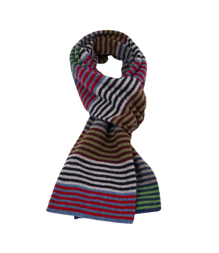 Pittari Knitwear Multi Stripe Scarf Greens & Blues - Merchant Menswear