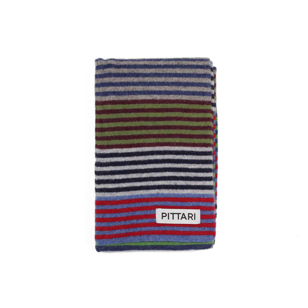 Pittari Knitwear Multi Stripe Scarf Greens & Blues - Merchant Menswear