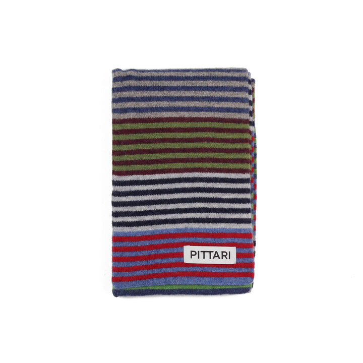 Pittari Knitwear Multi Stripe Scarf Greens & Blues - Merchant Menswear