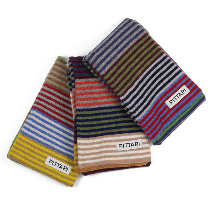 Pittari Knitwear Multi Stripe Scarf Yellows & Browns - Merchant Menswear