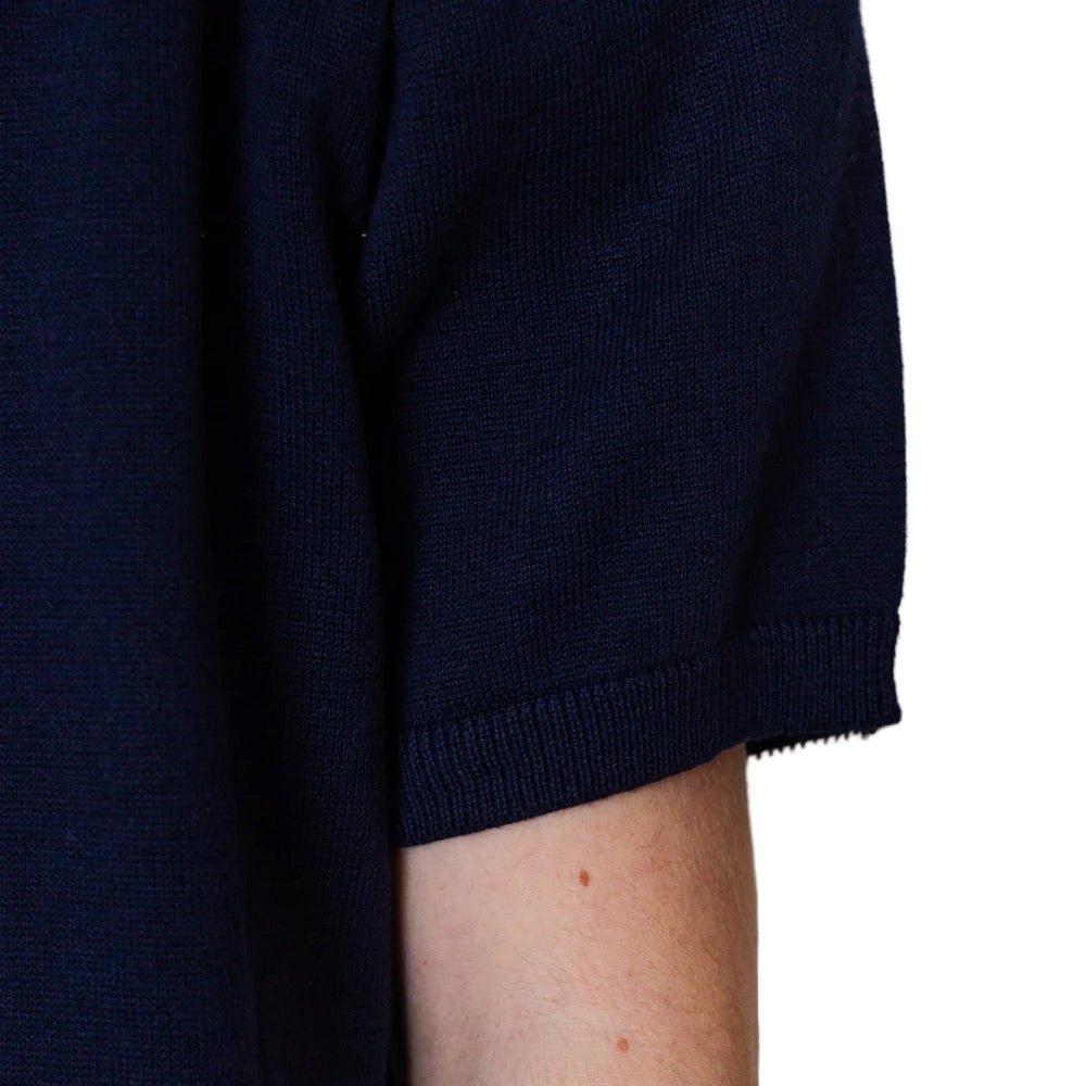 Pittari Knitwear Otto Plain Cotton Knitted Shirt Navy - Merchant Menswear