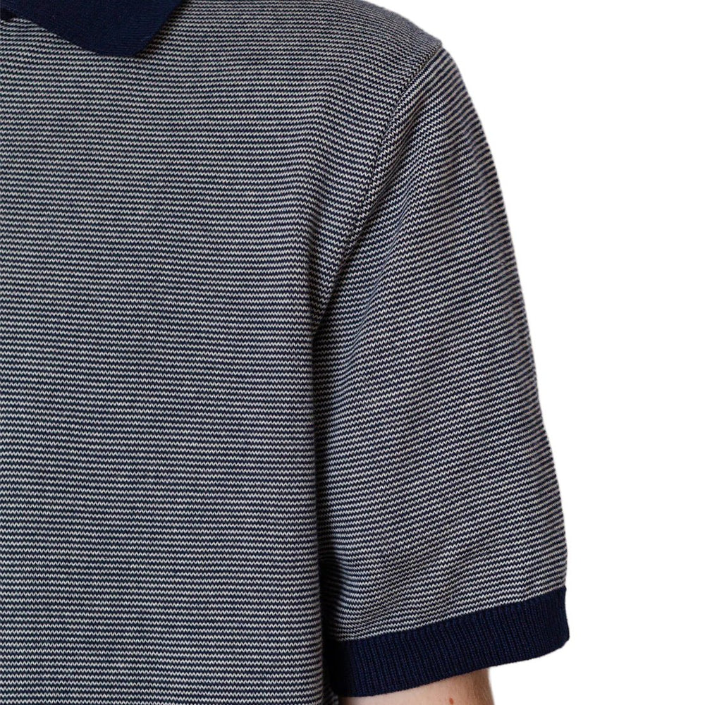 Pittari Knitwear Polo S/S Micro Stripe Navy - Merchant Menswear