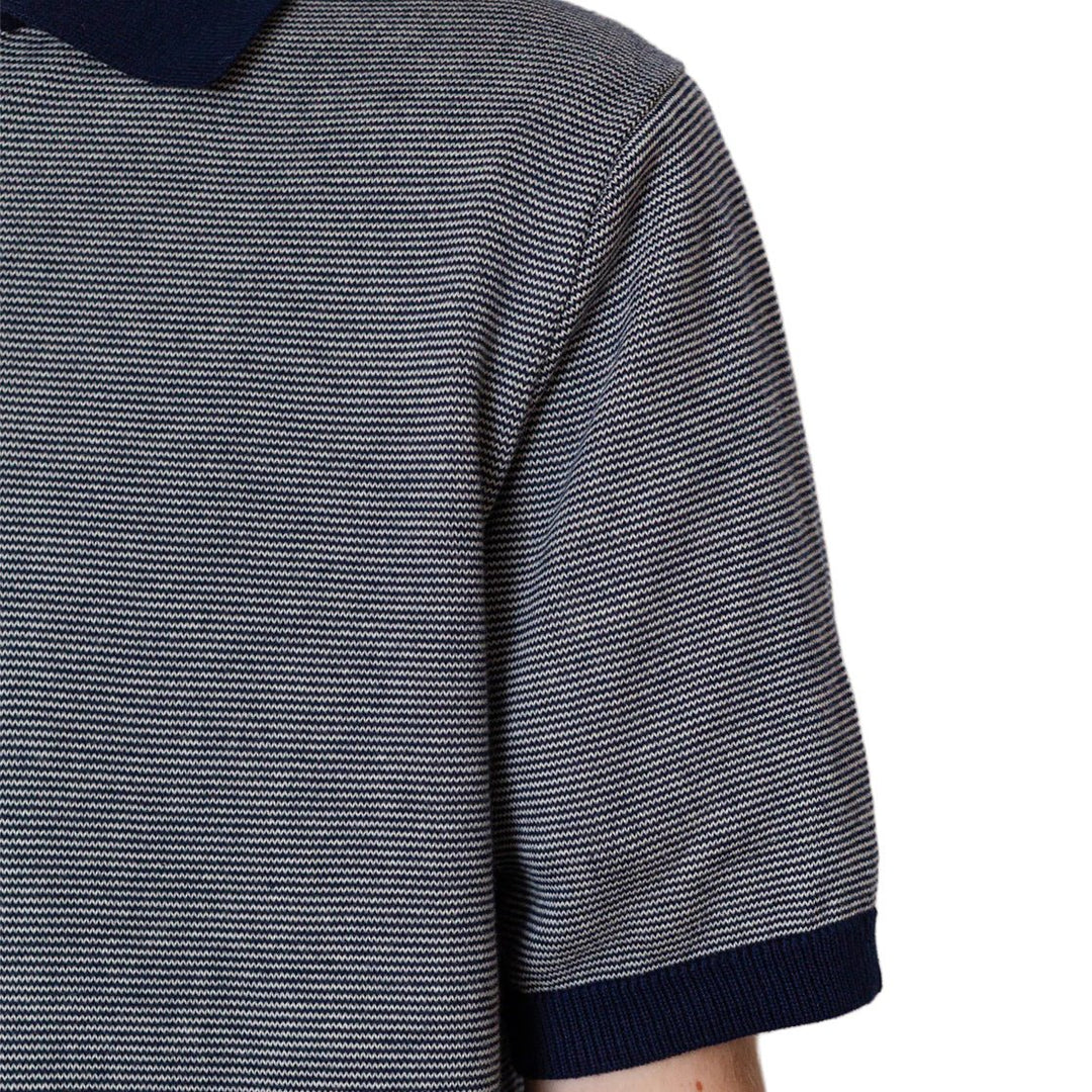 Pittari Knitwear Polo S/S Micro Stripe Navy - Merchant Menswear