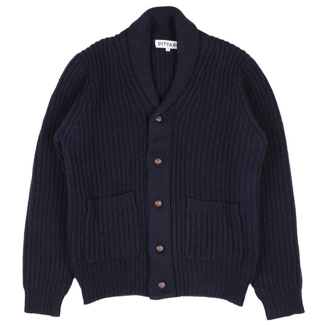 Pittari Knitwear Shawl Collar Navy - Merchant Menswear