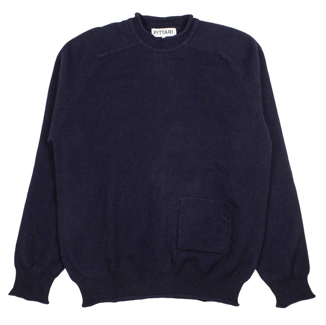 Pittari Knitwear Usk Lambswool Pocket Crew Navy - Merchant Menswear