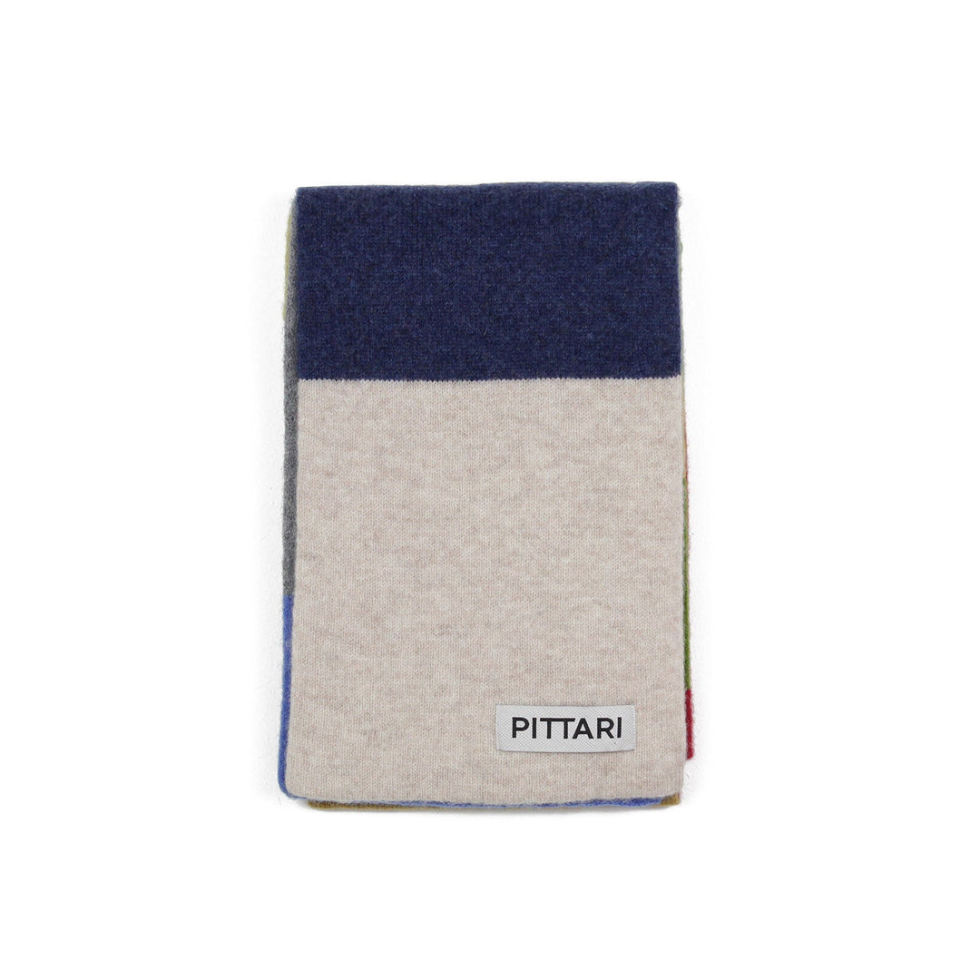Pittari Knitwear Wide Multi Stripe Scarf Nat/Blue/Sienna - Merchant Menswear
