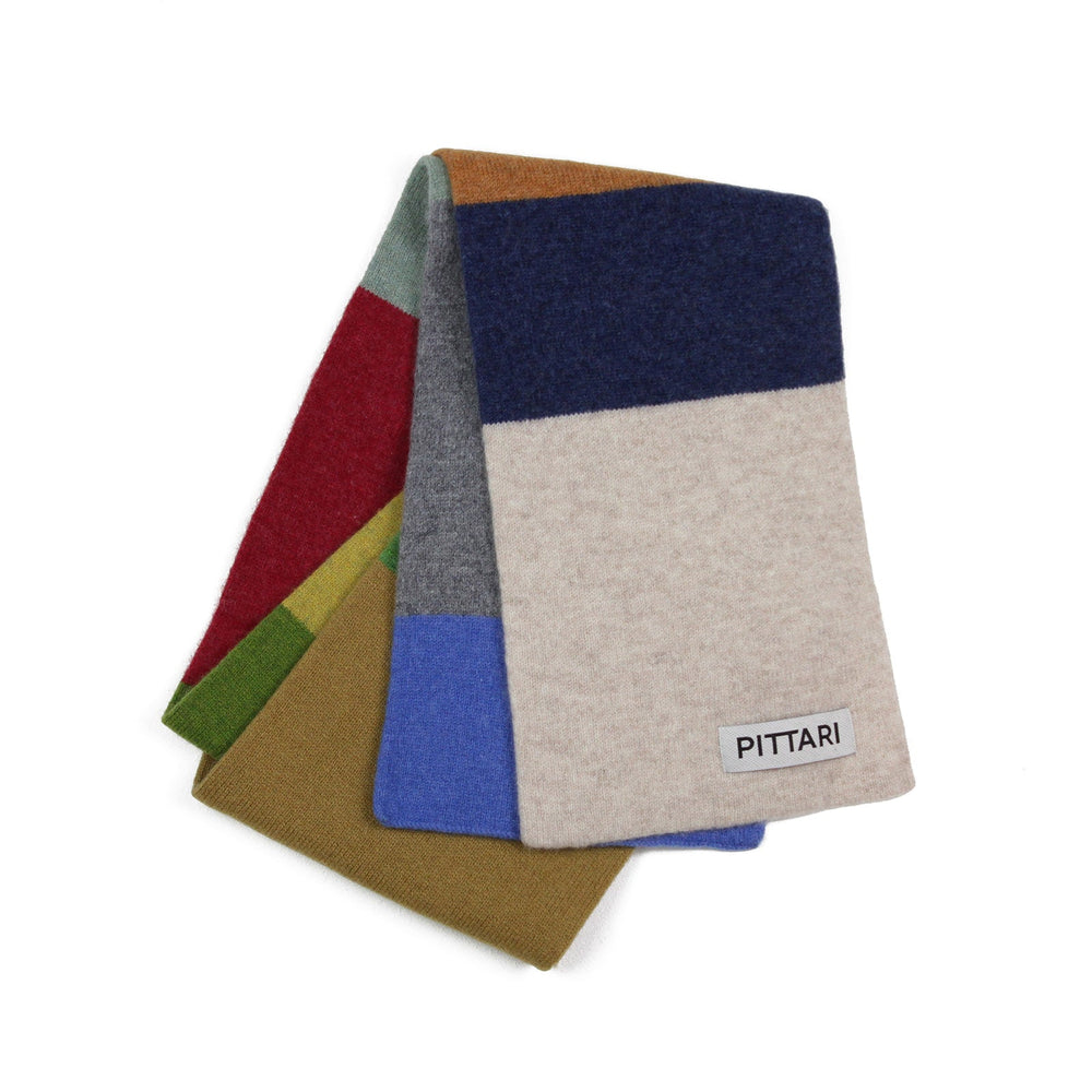 Pittari Knitwear Wide Multi Stripe Scarf Nat/Blue/Sienna - Merchant Menswear