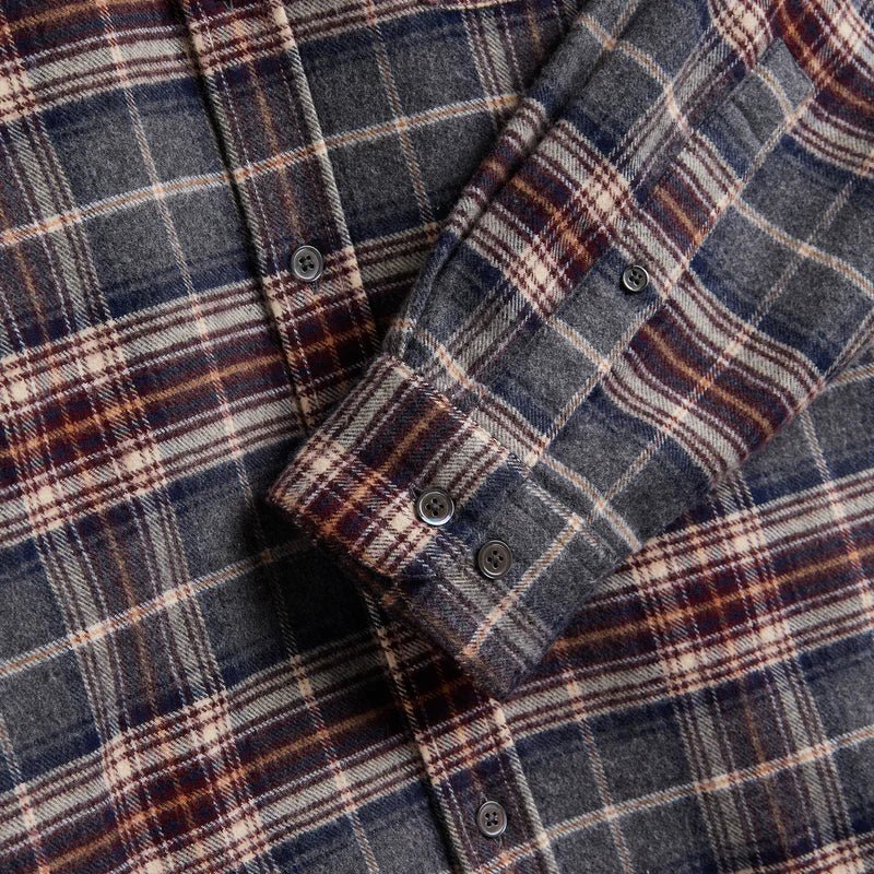 Portuguese Flannel Augusta Flannel Check Shirt Grey - Merchant Menswear