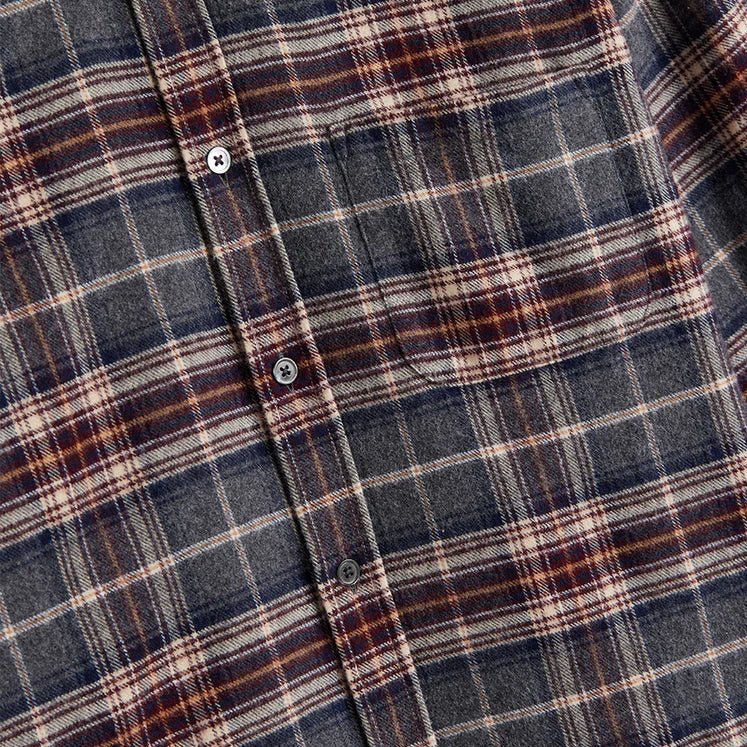 Portuguese Flannel Augusta Flannel Check Shirt Grey - Merchant Menswear